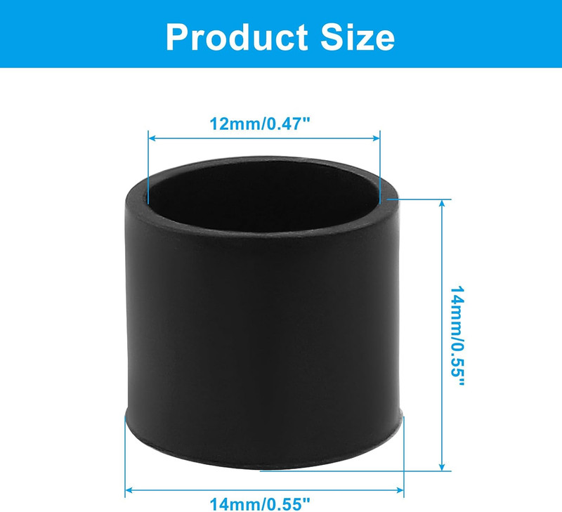 32Pcs Round Black Rubber Furniture Leg Caps, 1/2 Inch (12mm) Table Chair Leg Tip gallery