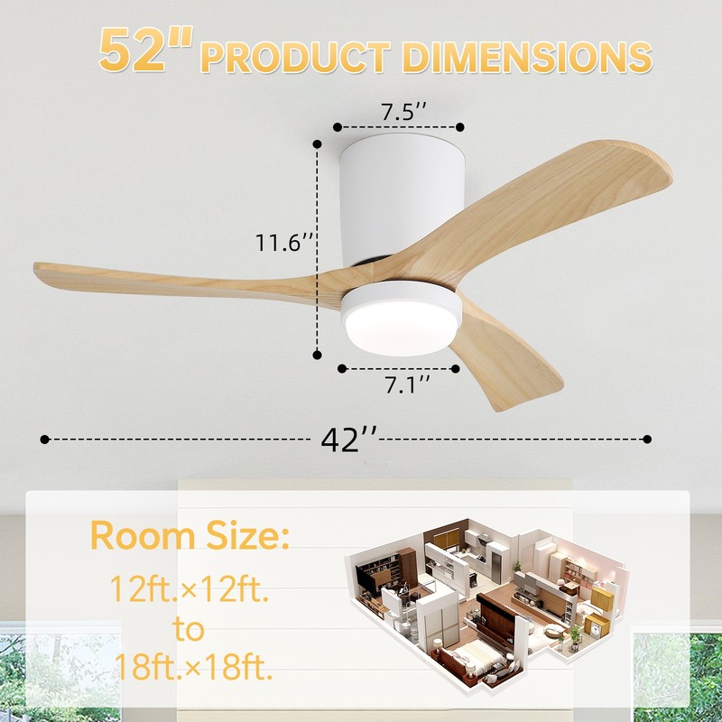 42'' Wood Ceiling Fan Light Kit Noiseless Reversible fr Farmhouse Indoor Outdoor gallery