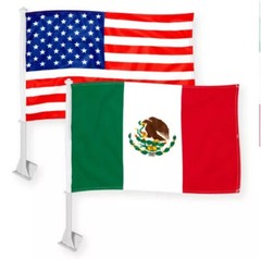 American USA & Mexico Mexican Car Flag 12X18 In Both Double Sided Printed 100D