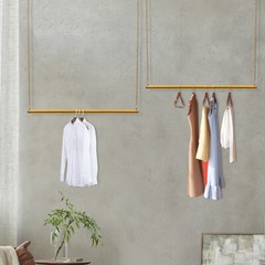 2x Clothing Hanging Rack Metal Gold Garment Storage Organizer Clothes Rack