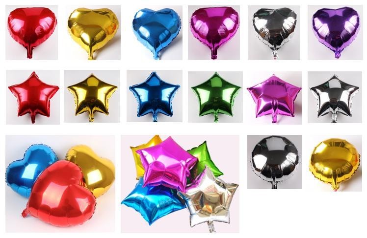1-10 5" 10" 18" 24" Star Solid Foil Balloon Helium Ball Baby Shower Graduation gallery