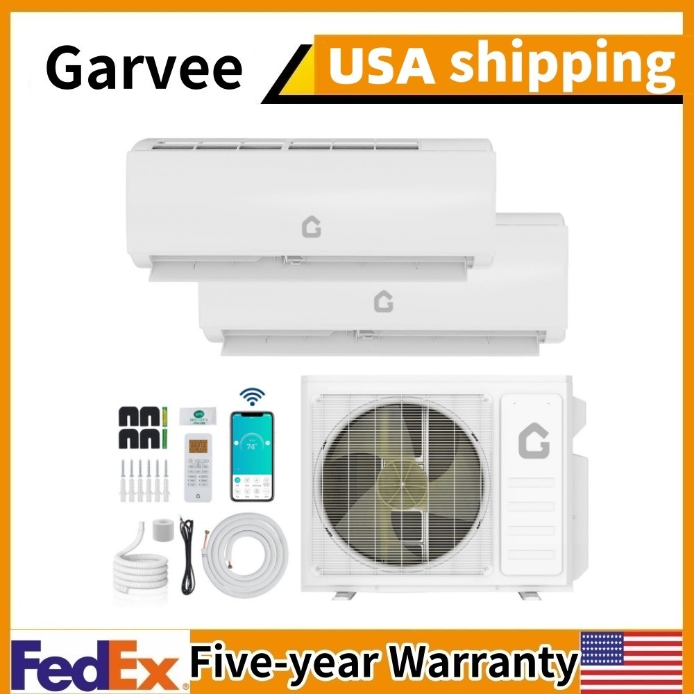 35000 BTU 2 Zone Mini Split AC/Heating System 12,000 BTU + 24,000 BTU 19 SEER2