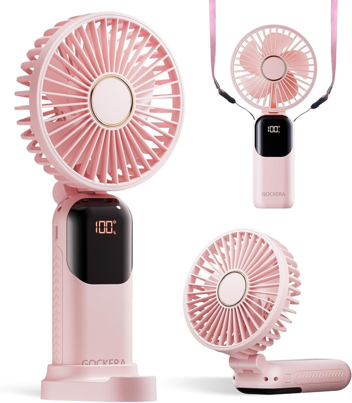Portable Fan 4200mAh Battery Operated Fan 5 Speeds&Digital Display Makeup Fans gallery