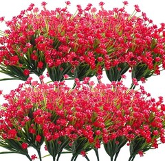 12 Bundles Outdoor Artificial Fake Flowers UV Resistant Various Colors lifelike