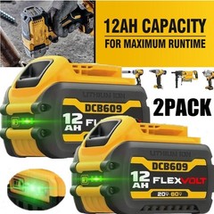 4 Pack 9.0Ah 20V/60V FlexVolt Battery – For DEWALT DCB609 DCB612 DCB606-2 Tools