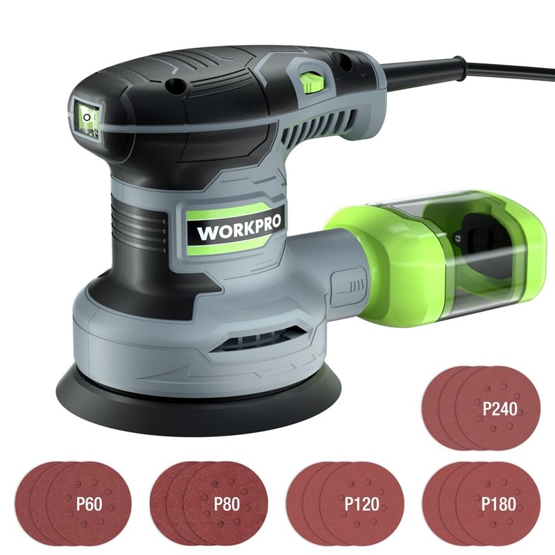 WORKPRO 5″ Random Orbit Sander 6 Variable Speeds Sander 7000 to 14000 RPM 2.5Amp