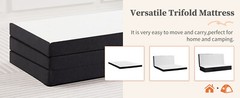 4″ Tri-fold Memory Foam Mattress, Foldable Portable Floor Bed,Washable Cover
