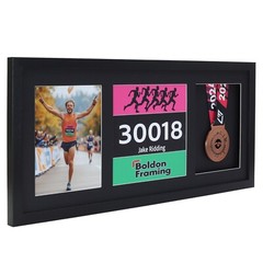 Marathon Sport 3D Medal Display Shadow Box Frame For Medal, Photo & running bib
