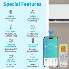 12,000 BTU Mini Split Air Conditioner AC Unit with Heat Pump & Remote & WIFI