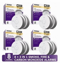 *8 Pack* USI 10-Year 3-in-1 Smoke Fire & Carbon Monoxide Detector w/Voice Alarm