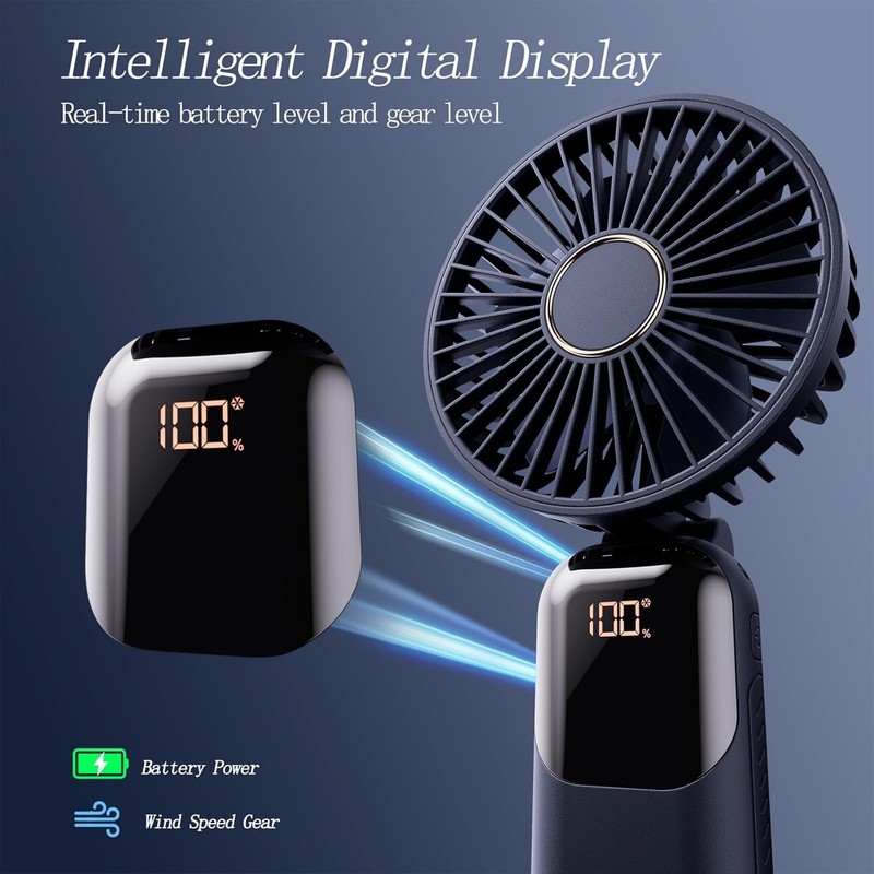 Portable Fan 4200mAh Battery Operated Fan 5 Speeds&Digital Display Makeup Fans gallery