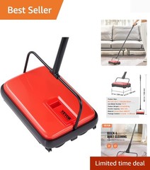 Carpet Sweeper Manual, Floor Sweeper with 300 ml Dustbin Capacity Easy to Emp…
