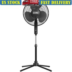 Oscillating Pedestal Fan Adjustable Height Three Speed Airflow Portable Cooling