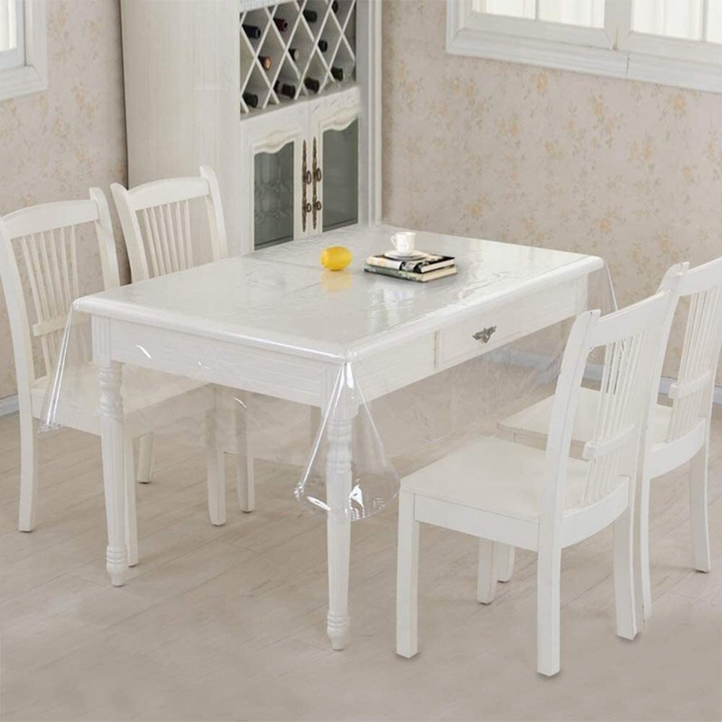 Clear Vinyl Tablecloth Rectangle 100% Waterproof Oil Proof Wipeable Table Cover gallery