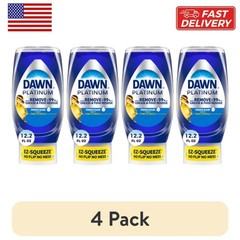 (4 pack) Dawn Platinum EZ-Squeeze Dish Soap, Fresh Rain, 12.2 oz – Grease Remova