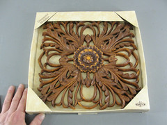 NEW VIEW ORNAMENTAL MEDALLION FAUX WOOD RESIN WALL PLAQUE LOTUS SQUARE 12″ NEW