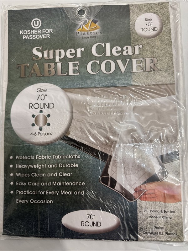Tablecloth Protector Crystal Clear Vinyl (70" Round) | Thick, Durable Clear x 2 gallery