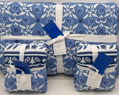 Pottery Barn Mark D Sikes Clementine KING Quilt & 2 KING Shams ~ Blue