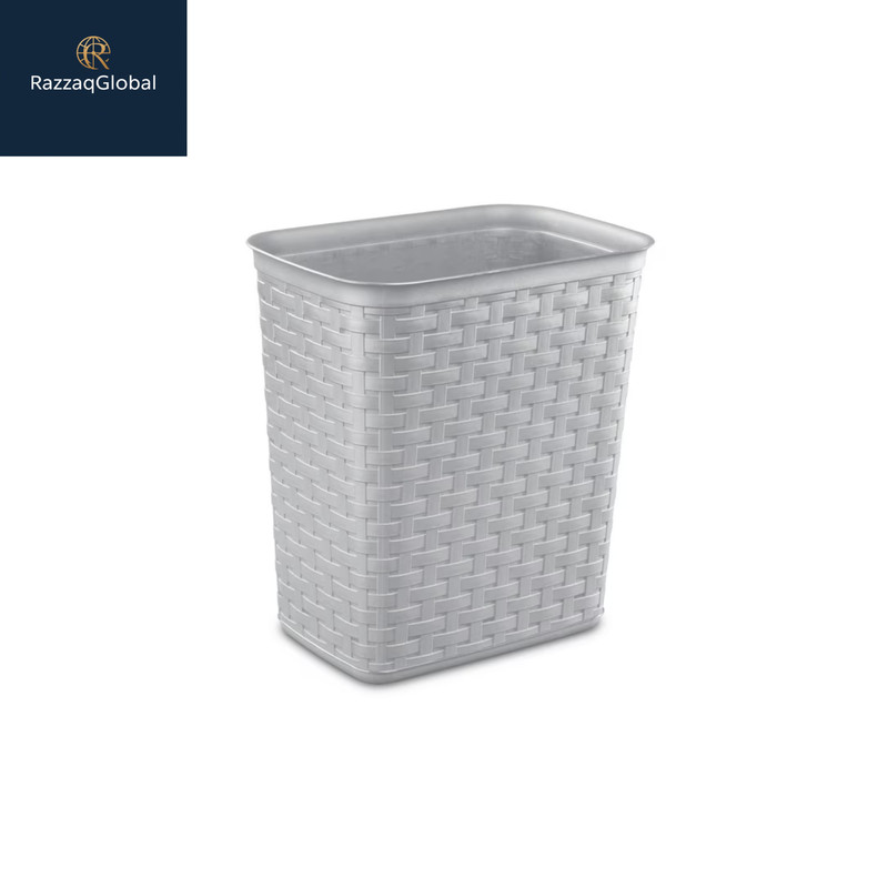 Sterilite 3.4 Gallon Weave Bathroom Trash Can, Gray Plastic Bin