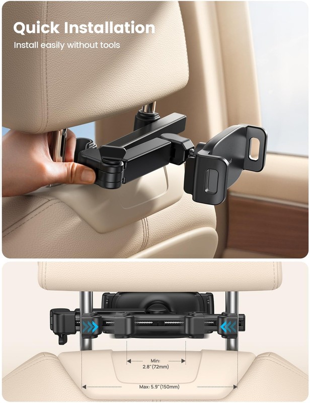 Lamicall Car Headrest Tablet Holder - [3 in 1 Extension Arm] Adjustable Tablet C gallery