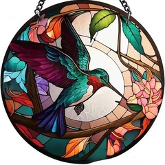 Modern Acrylic Hummingbird Catcher Stained Glass Style Window Hanging Decoration