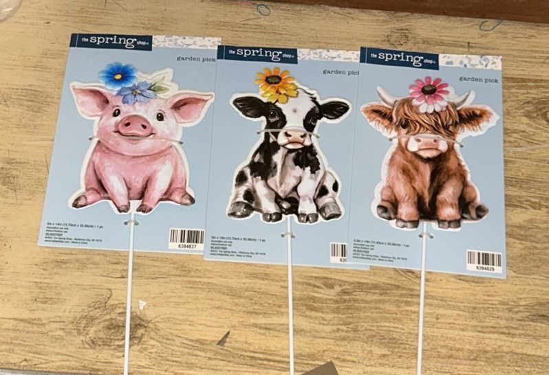 1 Metal Animal Garden Stake Pink BlackWhite & Brown Animal Out/indoor Lawn Decor