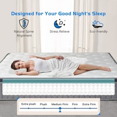 12″/14″ Twin Full Queen King Size Mattress Hybrid Foam Pocket Coils Bed In a Box