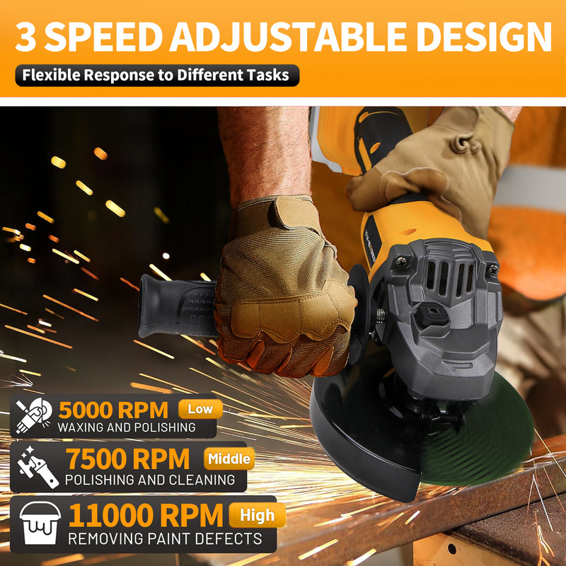 Cordless 4-1/2" to 5" Angle Grinder For Dewalt 20V Battery Brushless 11000RPM gallery