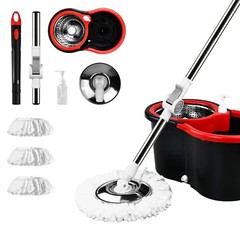 Spin Mop and Bucket with Wringer Set 360° Spinning Mop System 2 Mop Refill USA