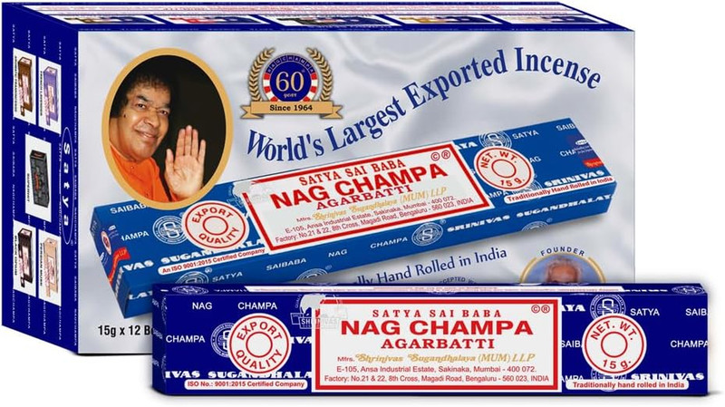 Nag Champa Agarbatti Incense Sticks Pack of 12 Boxes, 15G Each