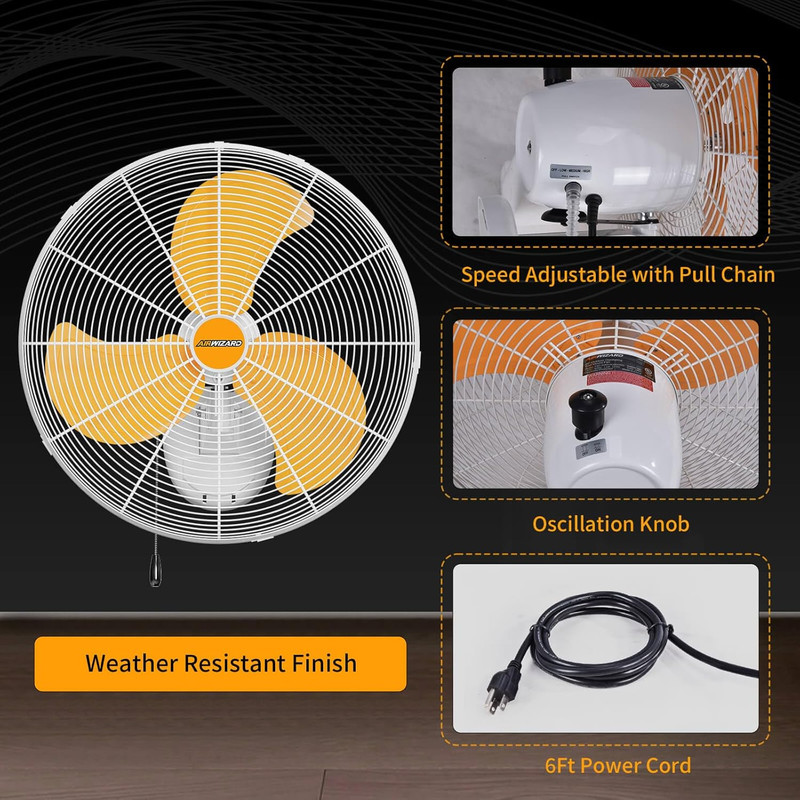 20" Waterproof Wall Fan - High Velocity 4750 CFM for Patio, Garage, Greenhouse gallery