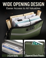 Fireproof Document Holder Lock 1.6×13.8×9.9 In Waterproof Money Bag Zipper