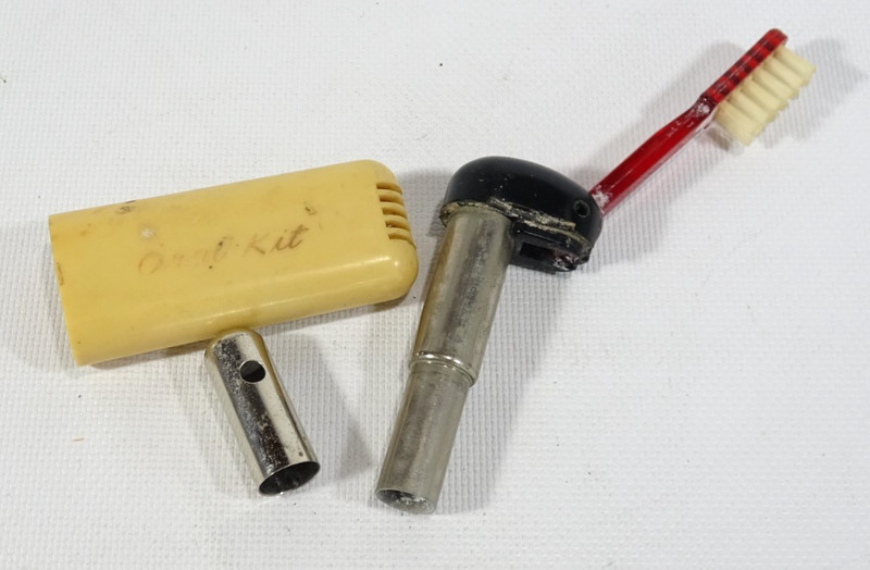 Vintage Oral Kit Bakelite Travel Red Toothbrush