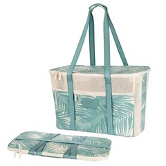 Aloha Collection CleverMade Collapsible Beach Tote Bag Fold Mesh Travel Teal