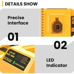 For Dewalt NiCd NiMh 7.4V-18V Dual Fast Charger DC9320 DC9096 DC9098 DC9099