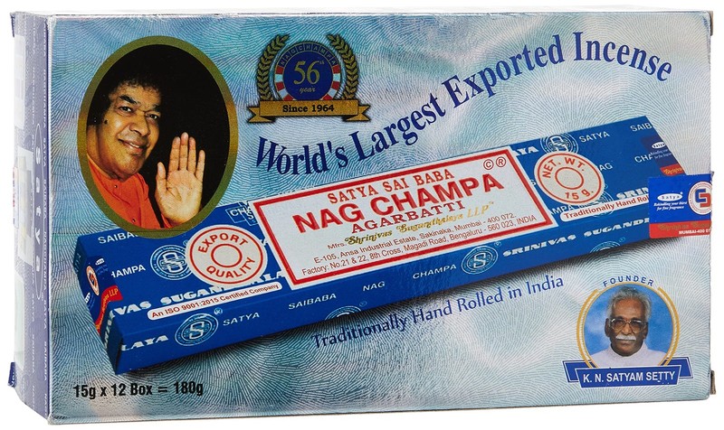 Satya Sai Baba Nag Champa Agarbatti Pack of 12 Incense Sticks Boxes 15gms Eac…