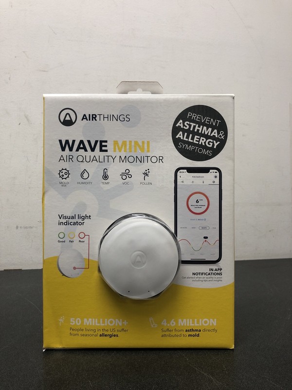 Airthings 2928 Wave Mini Smart Air Quality Monitor with Mold-Risk Indication