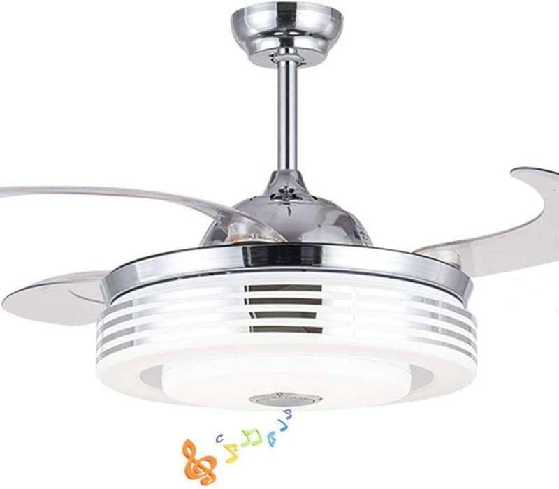 42'' Silver Ceiling Fan w/Bluetooth Speaker, Smart Dimmable 7-Color Chandelier gallery