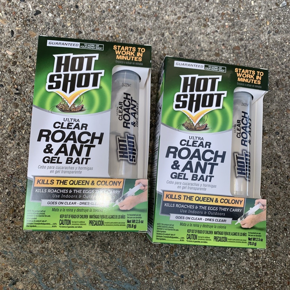 2 Pack Hot Shot Ultra Clear Roach & Ant Gel Bait – Killer Water Based 2.5oz Gel