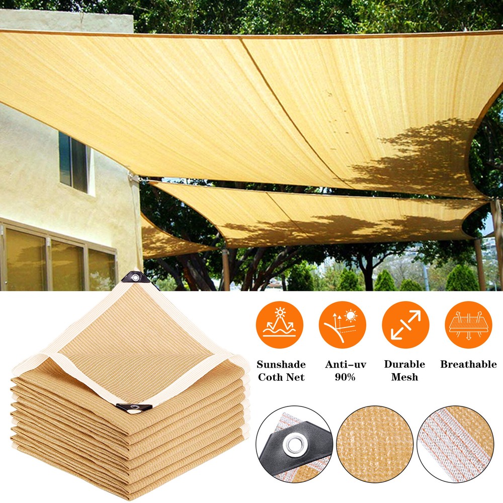 90% Wheat Sunblock Shade Cloth Taped Edge with Grommets UV Resistant Shade Net