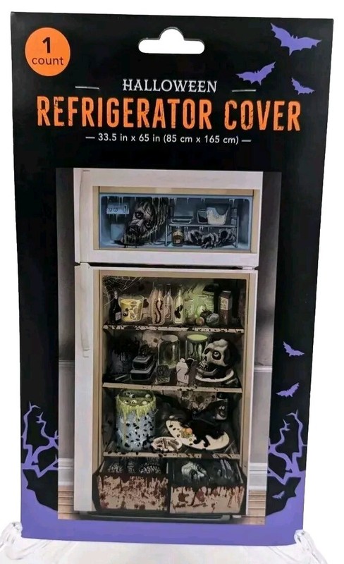 Halloween Refrigerator Door Cover. Severed Head, Eyeballs & More Over 5 feet.