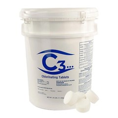C3 Stabilized 3″ 99% Trichloro Chlorine Swimming Pool Tablets – 25 lbs Pail
