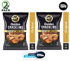 Mac’s Chicharrones Golden Cracklin Curls, Fried Pork Fat with Skin, 12 oz, 2Pack