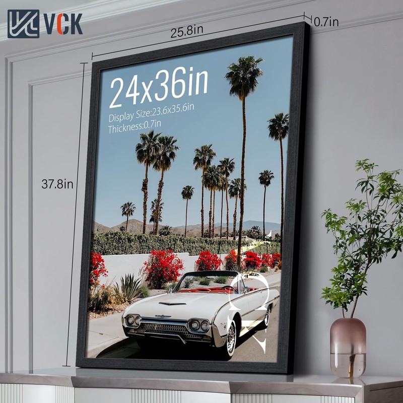 24x36 Frames Set of 3, Black Oak Wood 24 x 36 Poster Frame for Wall and Table... gallery