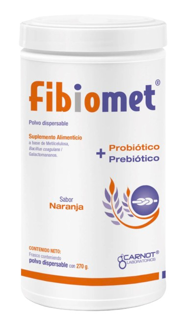 Fibiomet: Digestive Support Powder, Dietary Supplement, Orange Flavor, 270g