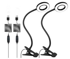 2pcs Clip on Light Reading Lights 48 LED USB Desk Lamp 3 Color 10 Dimmable D306