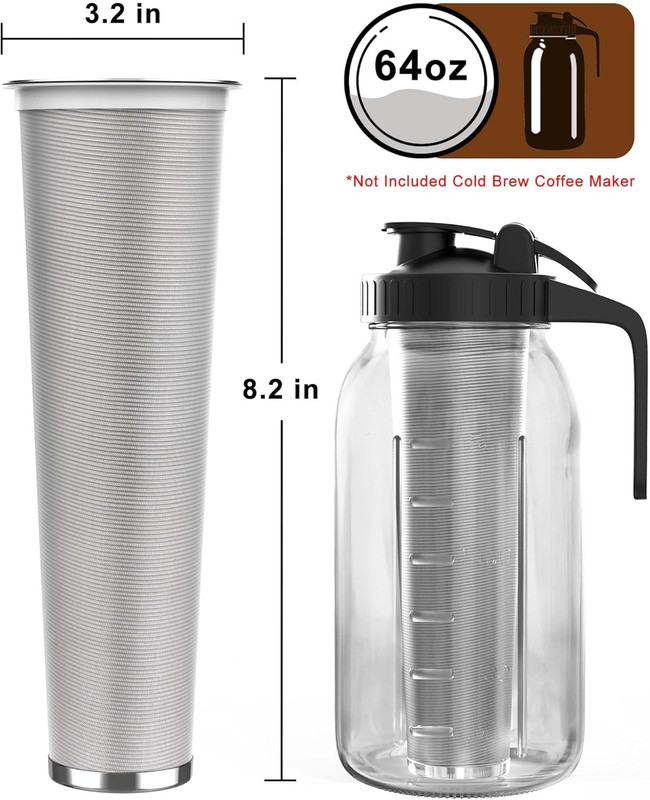 Cold Brew Strainer for 64Oz Wide Mouth Mason Jars - 100-Micron Fine Mesh, Reusab gallery