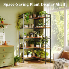 Huuger 5 Tier Bookshelf, L Shaped Corner Bookshelf with 10 Open Shelves, 49.4 In