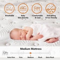 Queen Mattress,12″ Hybrid Queen Size Mattress in a Box with Memory Foam Spring