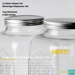 2 Gallon Mason Jar Lid Replacement Lid for Beverage Dispenser Metal Lid 5 5/8 In